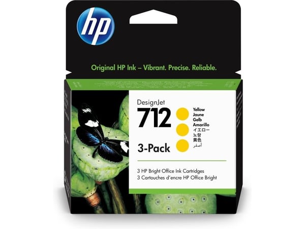 HP 712 - 3-pack - 29 ml - gul - original - DesignJet - blekkpatron - for DesignJet Studio, T210, T230, T250, T630, T650