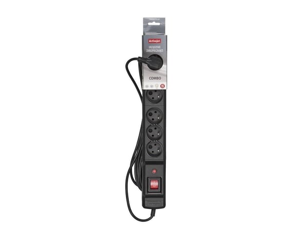 Activejet COMBO 6GN 3M, 3 m, 6 AC-utgångar, inomhus, Typ E, Typ E, Plast