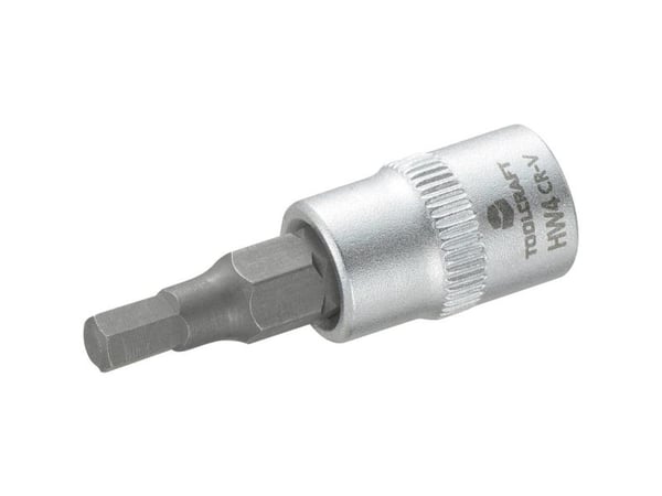 Toolcraft 816069, Stikkontakt, 1/4", Metrisk, 1 hoder, 4 mm, Kromvanadiumstål, Stål