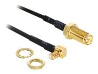 Delock Adapter RP-SMA Jack > MCX 90° Plug - Antennisovitin - RP-SMA (naaras) MCX (uros) - 32 cm - musta - musta