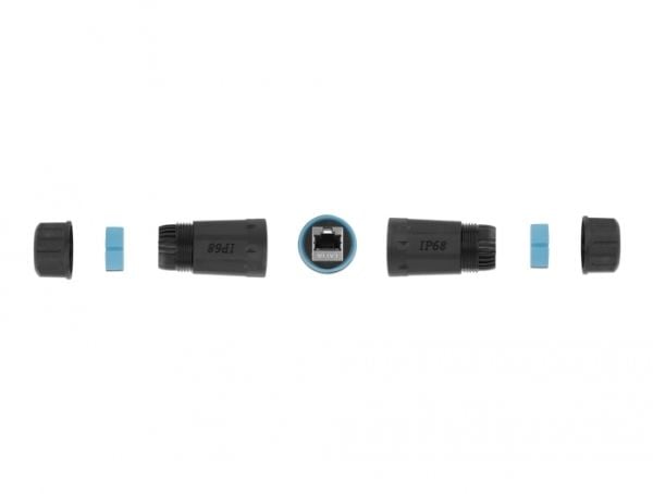 Delock - Nettverkkopler - RJ-45 (hunn) til RJ-45 (hunn) - STP - CAT 6a - svart, blå
