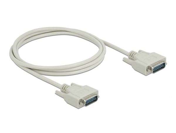 Delock - Serielt kabel - DB-15 (han) til DB-15 (han) - 2 m - tommelskruer - beige