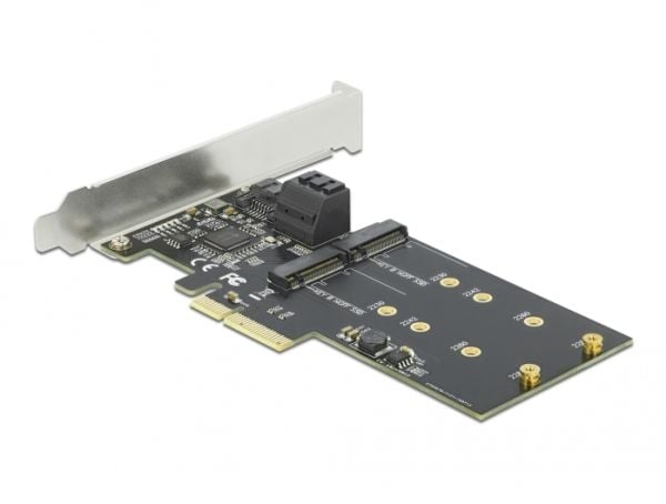 Delock 3 port SATA and 2 slot M.2 Key B PCI Express x4 Card - Low Profile Form Factor - Diskkontroller - M.2 - M.2 Card / SATA 6Gb/s - lav profil -...