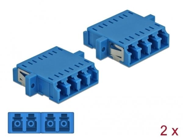 Delock - Nettverkkopler - LC-enkeltmodus (hunn) til LC-enkeltmodus (hunn) - fiberoptisk - blå (en pakke 2)