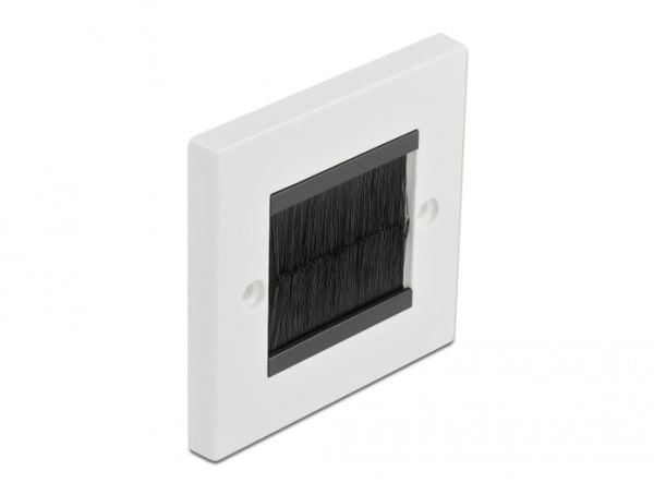 Delock Cable Management Cover 86 x 86 mm with black Brush Strips - Cable management panel cover - väggmontering - vit