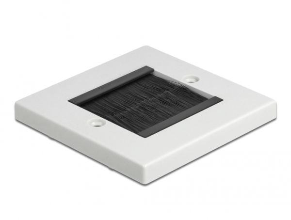 Delock Cable Management Cover 86 x 86 mm with black Brush Strips - Cable management panel cover - väggmontering - vit
