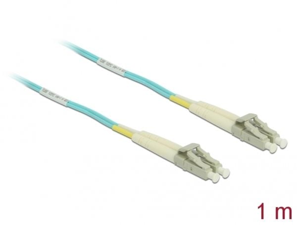 Delock - Nettverkskabel - LC multimodus (hann) til LC multimodus (hann) - 1 m - 1.8 mm - fiberoptisk - 50 / 125 mikroner - OM3 - akvamarin
