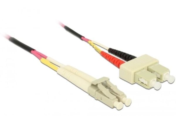 Delock - Nettverkskabel - LC multimodus (hann) til SC flermodus (hann) - 0.5 m - 1.8 mm - fiberoptisk - 50 / 125 mikroner - OM4 - fiolett
