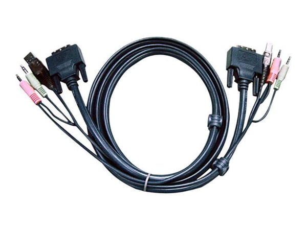 ATEN 2L-7D03UD - Video- / USB / audio-kabel - USB, mini-phone stereo 3.5 mm, DVI-D (hann) til USB, mini-phone stereo 3.5 mm, DVI-D (hann) - 3 m