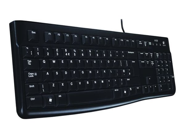 Logitech Keyboard K120 for Business, Täysikokoinen (100 %), Langallinen, USB, QWERTY, Musta