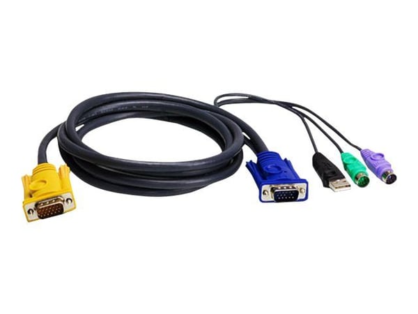 ATEN 2L-5302UP - Tastatur / video / musekabel (KVM) - USB, PS/2, HD-15 (VGA) (hann) til 18 pins-SPHD (hann) - 1.8 m