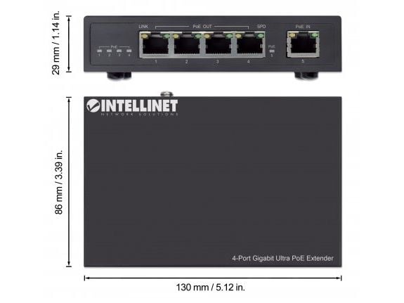 Intellinet 561617, Sender, 100 m, 10000 Mbit/s, Cat5e, 10,100,1000 Mbit/s, Full