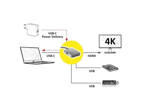 ROLINE 12.02.1120, Langallinen, USB 3.2 Gen 1 (3.1 Gen 1) Type-C, Kulta, 3840 x 2160 pikseliä