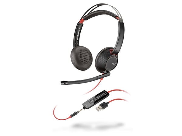 Poly Blackwire 5220 - 5200 Series - headset - på örat - kabelansluten - USB, 3,5 mm kontakt - Certifierad för Microsoft-teams