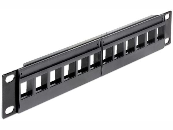 Delock - Koblingspanel - svart - 1U - 10" - 12 porter