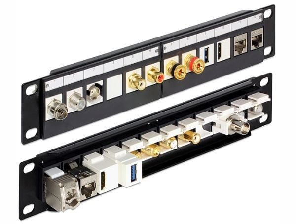 Delock - Koblingspanel - svart - 1U - 10" - 12 porter