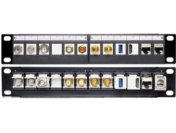 Delock - Koblingspanel - svart - 1U - 10" - 12 porter