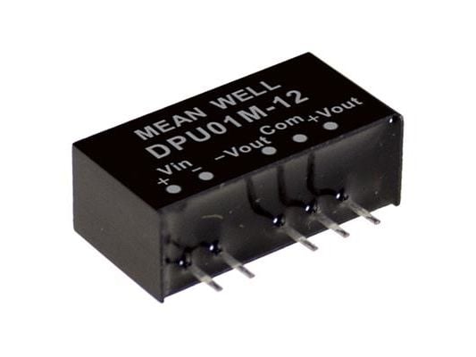 MEAN WELL DPU01L-15, 4,5 - 5,5 V, 1 W, 15 V, 0,033 A, RoHS, 2912 kpl, 2912 pk