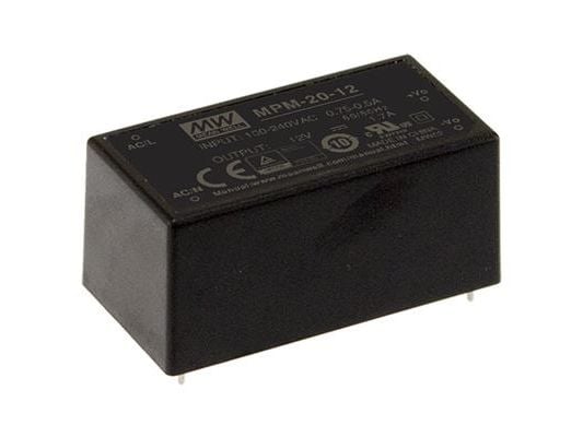 MENER GODT MPM-20-24, 90-264V, 20W, 24V, 0,9A, RoHS, 52,4mm