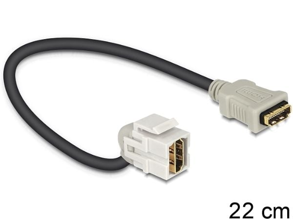 Delock Keystone Module HDMI female > HDMI female 110° with cable - HDMI-kabel - HDMI hunn til HDMI hunn - 22 cm