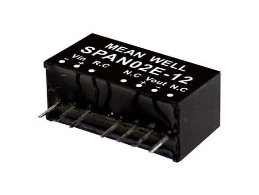 MEAN WELL SPAN02B-05, 18 - 36 V, 2 W, 5 V, 0.4 A, RoHS, 2576 kpl, 2576 pk