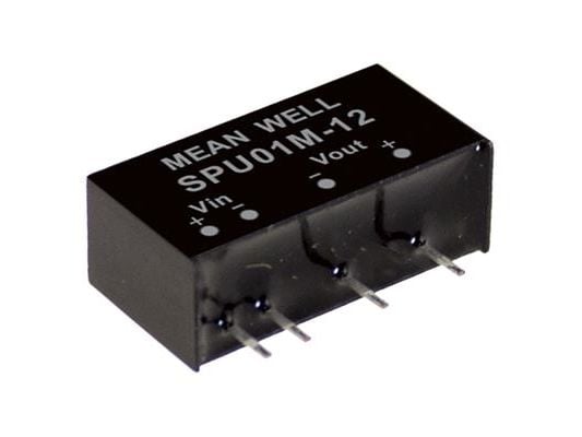 MEAN WELL SPU01M-15, 10,8 - 13,2 V, 1 W, 15 V, 0,067 A, RoHS, 2912 kpl, 2912 pk