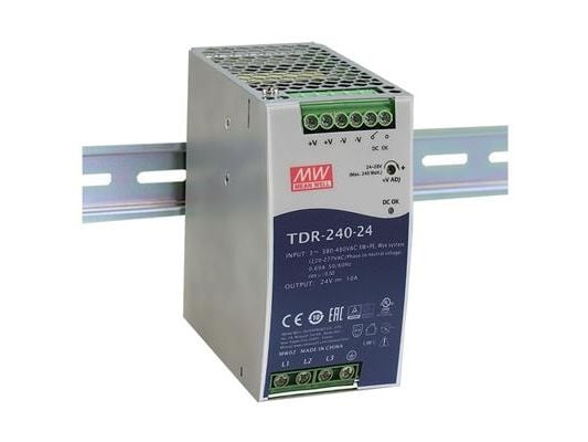 MEAN WELL TDR-240-24, 340 - 550 V, 240 W, 24 V, 10 A, RoHS, 63 mm