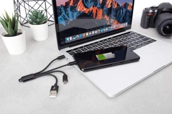 DIGITUS 3-in-1 Charger Cable - Lightning-kabel - USB hann til Micro-USB type B, Lightning, 24 pin USB-C hann - 15 cm - svart