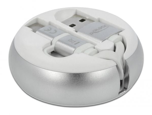 DeLOCK 85821, 0,92 m, USB A, USB C/Micro-USB B, USB 2.0, Hopea, Valkoinen