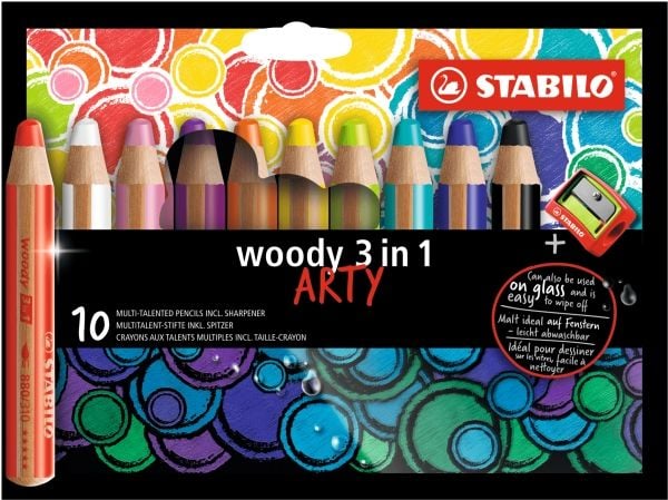 STABILO woody 3 in 1, Flerfarget, 10 stykker