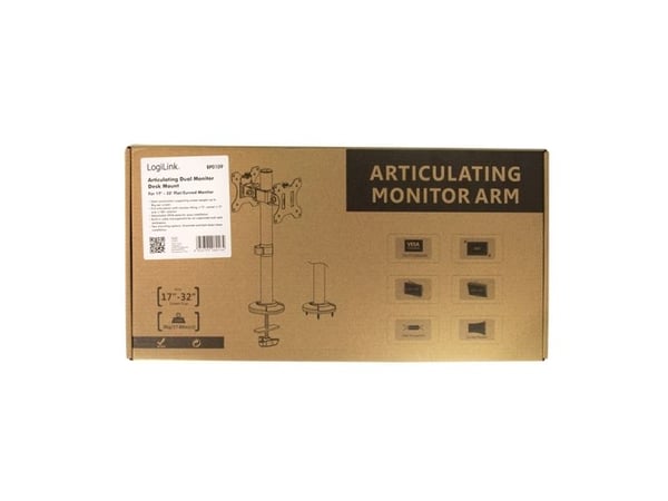 LogiLink BP0109, Gjennomføring, 8 kg, 43,2 cm (17"), 81,3 cm (32"), 100 x 100 mm, Sort