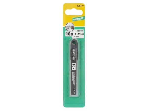 wolfcraft GmbH 4302000, 10 stk, 9 mm, 0,5 mm, Rustfrit stål, Blisteri