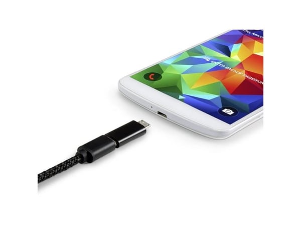 Renkforce RF-4472838, Micro USB-B, USB Type C, Musta