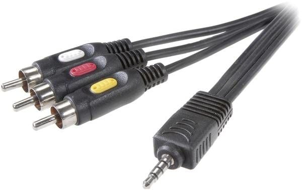 SpeaKa Professional SP-7869876, 3.5mm, Hankjønn, 3 x RCA, Hankjønn, 2 m, Svart
