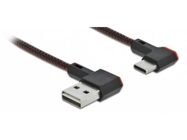 Delock Easy - USB-kabel - USB (hann) venstre/høyre-vinklet, reversibel til 24 pin USB-C (hann) venstre/høyre-vinklet, reversibel - USB 2.0 - 2 m - ...