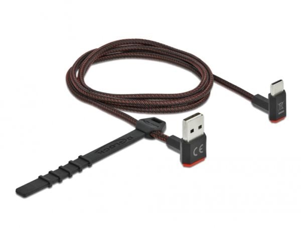 Delock Easy - USB-kabel - USB (hann) opp/ned-vinklet, vendbar til 24 pin USB-C (hann) opp/ned-vinklet, vendbar - 1 m - svart