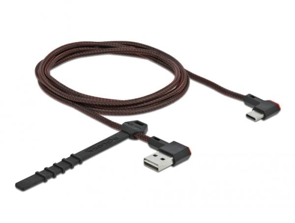 Delock Easy - USB-kabel - USB (hann) venstre/høyre-vinklet, reversibel til 24 pin USB-C (hann) venstre/høyre-vinklet, reversibel - 1.5 m - svart