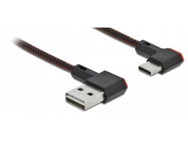 Delock Easy - USB-kabel - USB (hann) venstre/høyre-vinklet, reversibel til 24 pin USB-C (hann) venstre/høyre-vinklet, reversibel - 1.5 m - svart