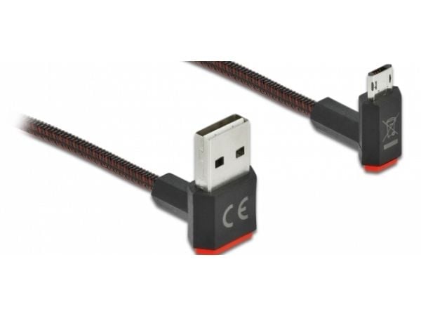 Delock Easy - USB-kabel - USB (hann) opp/ned-vinklet, vendbar til Micro-USB type B (hann) opp/ned-vinklet, vendbar - USB 2.0 - 1 m - svart
