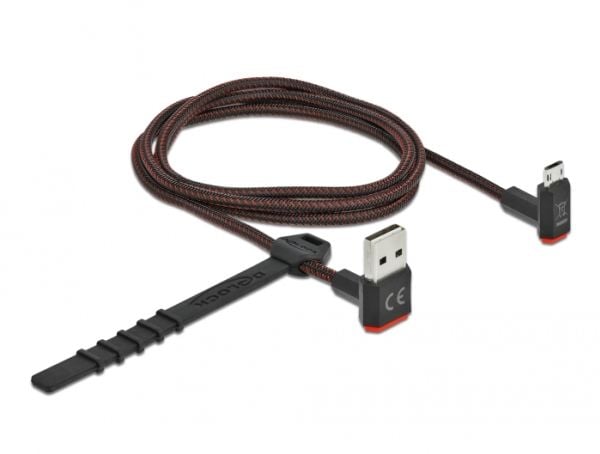 Delock Easy - USB-kabel - USB (hann) opp/ned-vinklet, vendbar til Micro-USB type B (hann) opp/ned-vinklet, vendbar - USB 2.0 - 1 m - svart