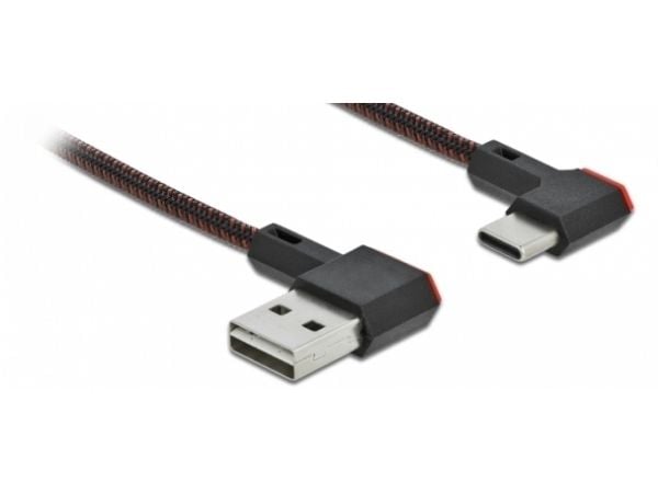 Delock Easy - USB-kabel - USB (hann) venstre/høyre-vinklet, reversibel til 24 pin USB-C (hann) venstre/høyre-vinklet, reversibel - 50 cm - svart