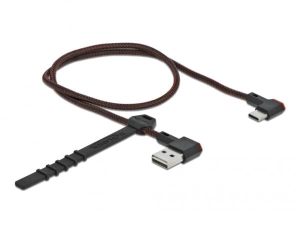 Delock Easy - USB-kabel - USB (hann) venstre/høyre-vinklet, reversibel til 24 pin USB-C (hann) venstre/høyre-vinklet, reversibel - 50 cm - svart