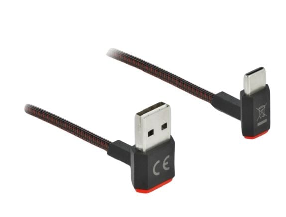 Delock Easy - USB-kabel - USB (hann) opp/ned-vinklet, vendbar til Micro-USB type B (hann) opp/ned-vinklet, vendbar - 1.5 m - svart