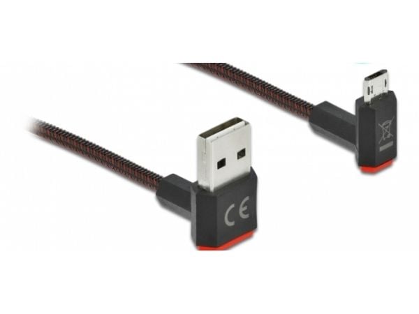 Delock Easy - USB-kabel - USB (hann) opp/ned-vinklet, vendbar til Micro-USB type B (hann) opp/ned-vinklet, vendbar - 2 m - svart