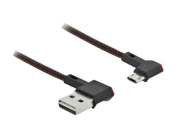 Delock Easy - USB-kabel - USB (hann) venstre/høyre-vinklet, reversibel til Micro-USB type B (hann) venstre/høyre-vinklet, reversibel - USB 2.0 - 2 ...