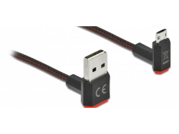 Delock Easy - USB-kabel - USB (hann) opp/ned-vinklet, vendbar til Micro-USB type B (hann) opp/ned-vinklet, vendbar - USB 2.0 - 20 cm - svart