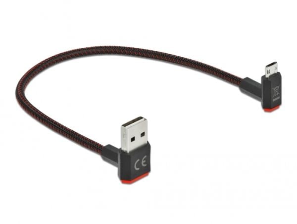Delock Easy - USB-kabel - USB (hann) opp/ned-vinklet, vendbar til Micro-USB type B (hann) opp/ned-vinklet, vendbar - USB 2.0 - 20 cm - svart