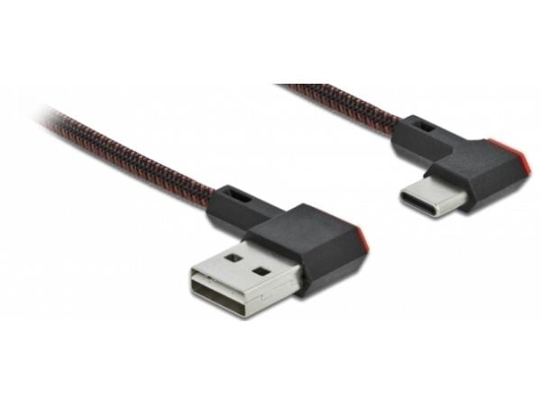 Delock Easy - USB-kabel - USB (hann) venstre/høyre-vinklet, reversibel til 24 pin USB-C (hann) venstre/høyre-vinklet, reversibel - 20 cm - svart