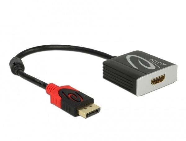 Delock - Video adapter - DisplayPort hann til HDMI hunn - 20 cm - grå, svart