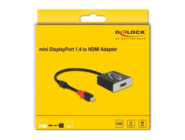 Delock - Video adapter - Mini DisplayPort hann til HDMI hunn - 20 cm - grå, svart